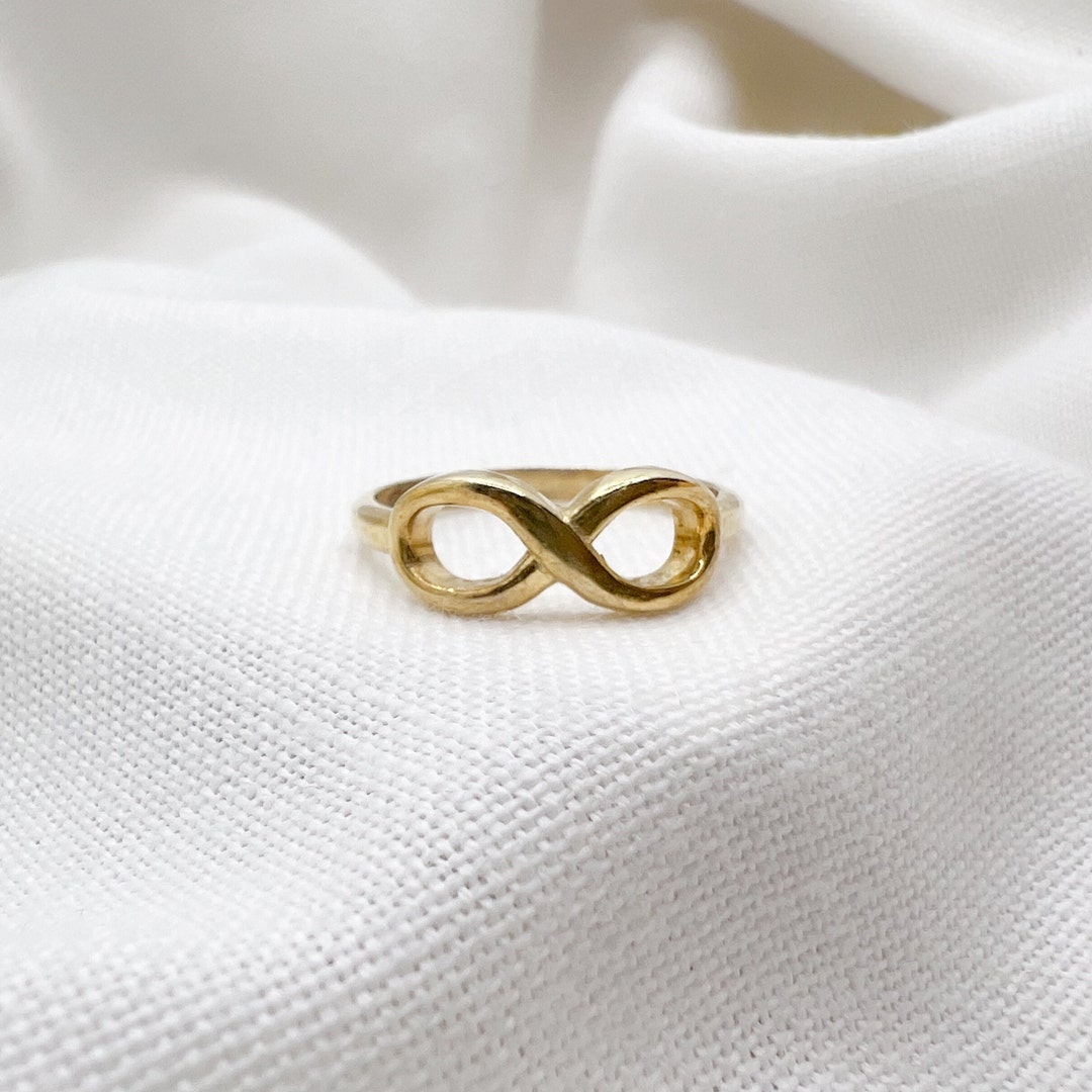 Infinity Signet Ring Solid Gold Infinity Ring, Stackable Ring, Good Luck Ring, Eternity Ring ...