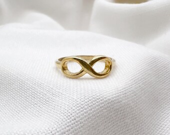 Solid Gold Infinity Ring, Stackable Ring, Good Luck Ring, Eternity Ring, Fine Jewelry, Birthday Gift, Engagement Ring, Unisex Signet Ring