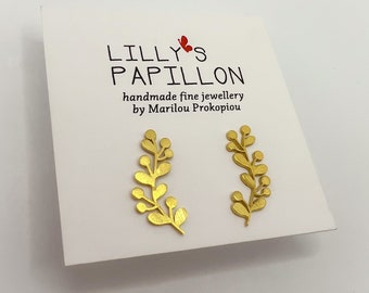 Dainty Gold Leaves Ear Climber, Leaf Ear Cuff Earrings, Silver Leaf Ear Climbers, Minimalist Leaf Earrings, Leaves Pin Ear Climber Earrings