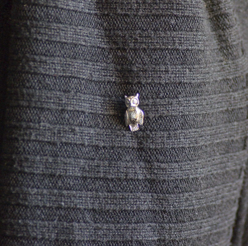 Owl Silver Brooch Lapel Pin Tie Tack Pin Barn Owl Jewlry Etsy