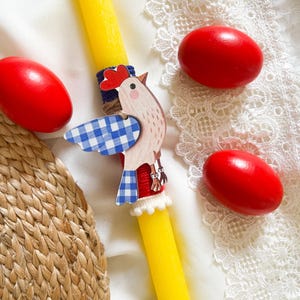 Candela di Pasqua con uccellino, Lambda di Pasqua greca, decorazione in legno con uccellino, candela di Pasqua romantica fatta a mano, collezione di Pasqua