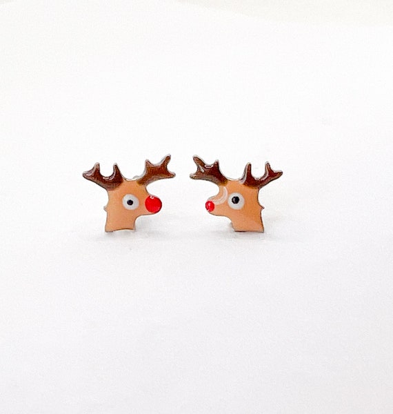 ルドルフ サンタ スタッドピアス、クリスマス スタッドピアス ルドルフ サンタ スタッドピアス、クリスマス スタッドピアス