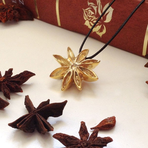 Star Anise Pods Pendant Necklace, Botanical Jewelry, Herbs & Spices Necklace, Cooks Necklace, Chef Gift Idea, Cooking Jewelry, Chef Necklace