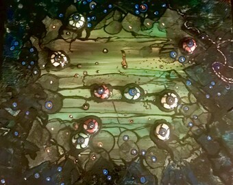 Hand painted marble tile