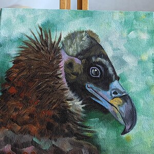 Buitre pintura al óleo original pintada a mano pintura al óleo óleo sobre carpetas de pintura del artista cartón de pintura pintura pájaro ave rapaz 15 x 15 cm No. 51