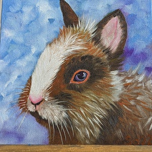 Pintura a óleo de coelho, pintura a óleo original pintada à mão, óleo sobre pasta de pintura do artista, pintura em papelão, pintura em linho, pintura em papelão, coelho, animal, 15 x 15 cm, nº 70