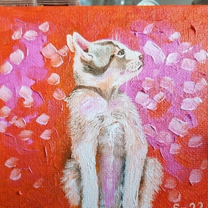 Pintura al óleo de gato original pintada a mano, pintura de mascotas, animales salvajes, miniatura, pintura de animales, pintura de gato, arte, pintura de gato, cartón n.º 154