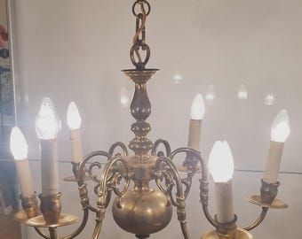 Vecchio lampadario, plafoniera vintage, usata, impolverata, lampada a sospensione, lampada da soffitto, lampada antica, illuminazione shabby chic, n. 197
