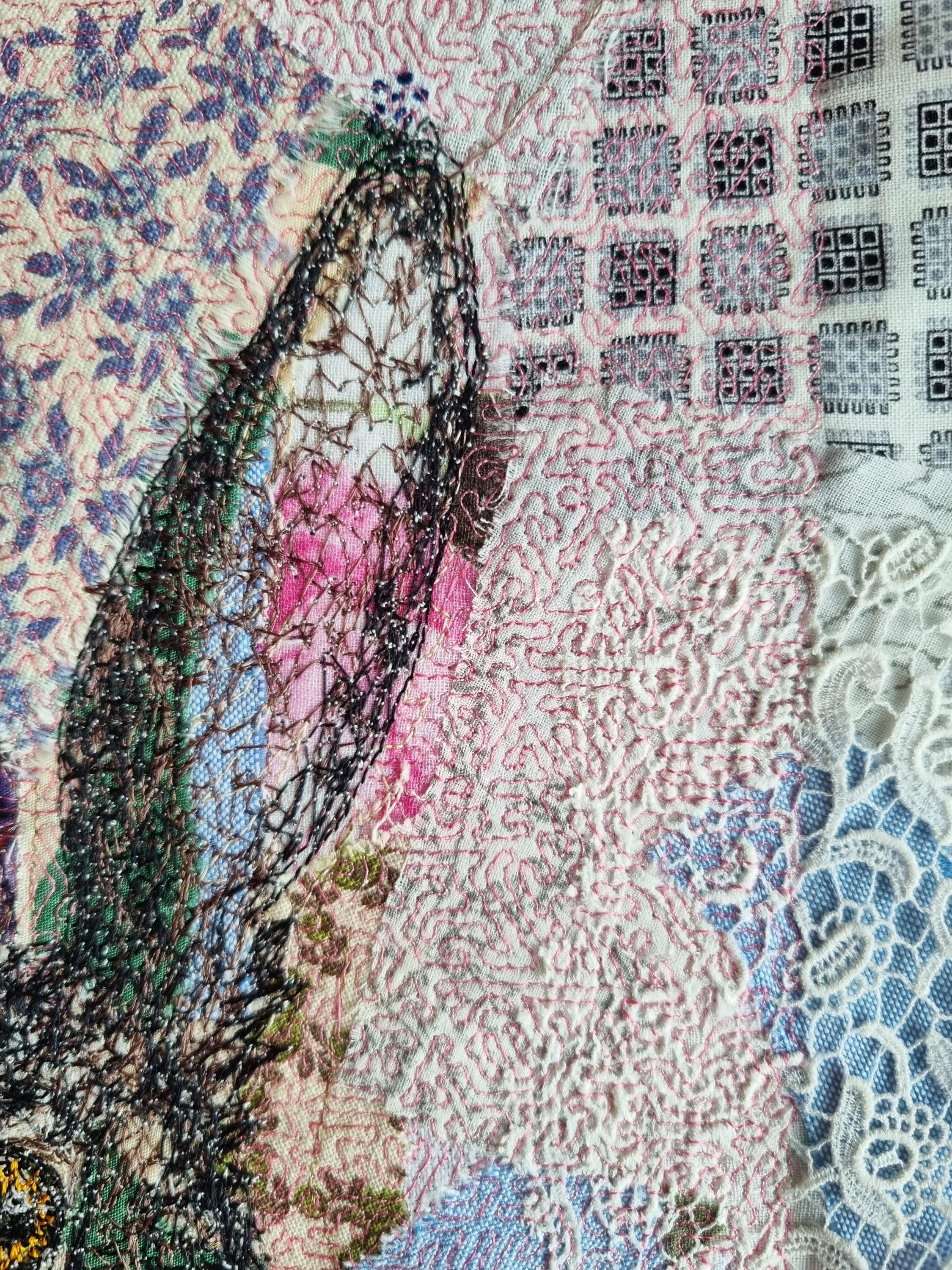 Patch Rabbit Textile Art Collage Recycled Lace Upcycling Fabric Art ...
