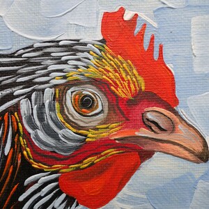油絵 雄鶏 鶏 オリジナル 手描き油絵 油絵 アーティスト ダンボール絵 農場 鳥 カントリー ライフ カントリー ハウス スタイル 18 x 13 cm No. 36