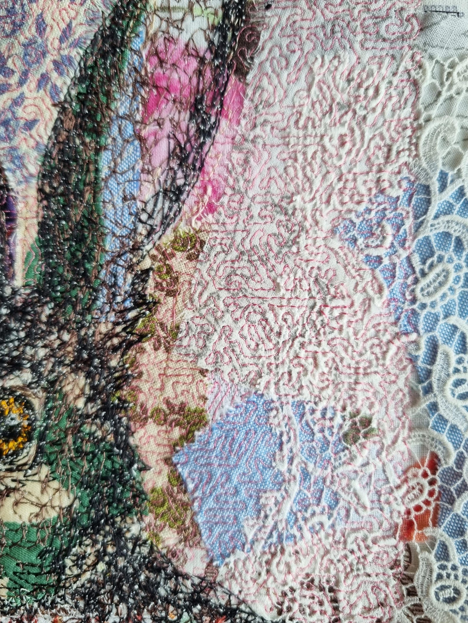 Patch Rabbit Textile Art Collage Recycled Lace Upcycling Fabric Art ...