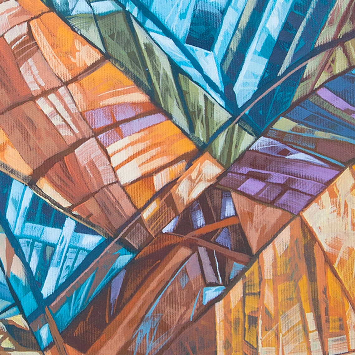 Handgemaltes Ölgemälde Auf Leinwand – Abstrakter Baum, 61 X 122 Cm, Gewickelte Kanten, Fertig Zum Aufhängen