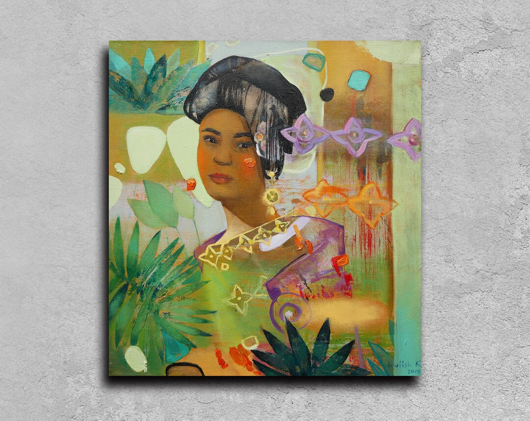 Original Oil Painting on Canvas, Abstract Woman Green Oil Wall Art ...