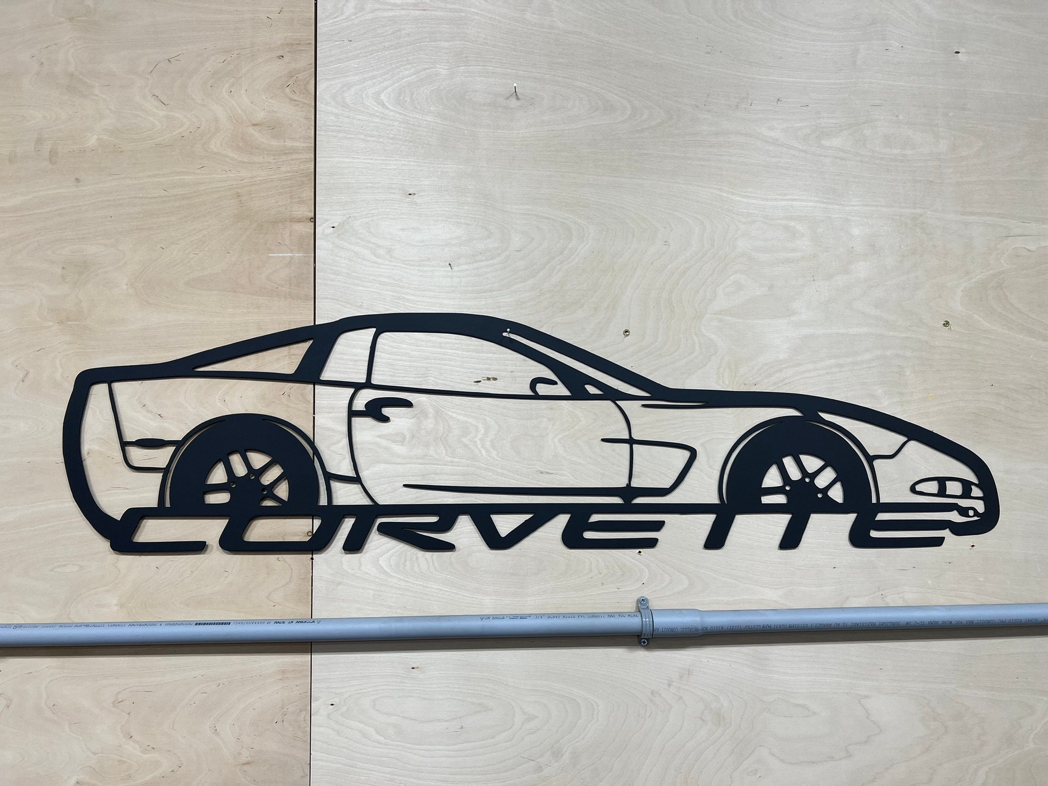 Metal C5 Corvette Wall Art Silhouette Corvette for Garage or Man Cave