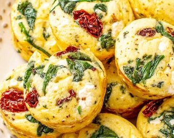 Feta Spinach Basil Omelette Muffins Recipe (Printable PDF - Instant Download)