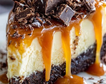 Caramel Brownie Cheesecake Recipe – Fudgy Layered Dessert (Printable PDF - Instant Download)