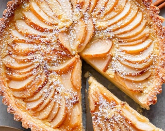 Pear and Hazelnut Frangipane Tart Recipe (Printable PDF - Instant Download)