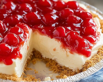 Cherry Cream Cheese Pie Recipe — no bake, make ahead (Printable PDF, Instant Download)