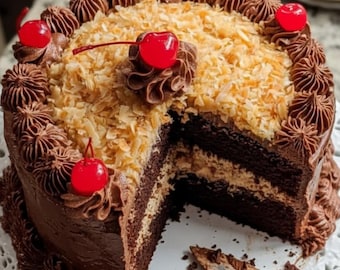 German Chocolate Cake | Printable PDF Recipe Card | Instant Download