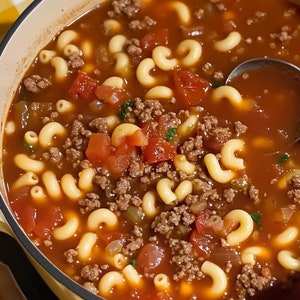 Beef & Tomato Macaroni Soup RECIPE Download Printable PDF