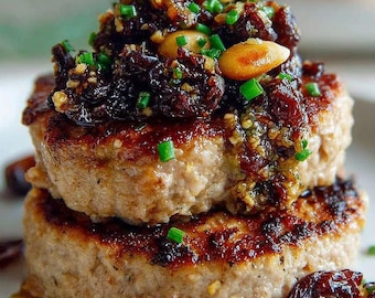 Healthy Turkey Patties with Cranberry Pesto - Ready to Print PDF Recipe Card (One Page)