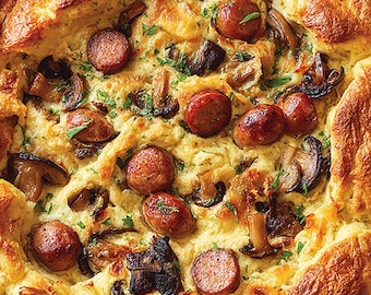Sausage and Mushroom Toad in a Hole Recipe (Printable PDF - Instant Download)