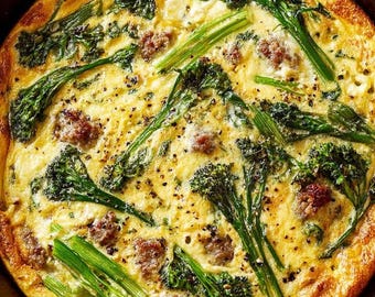 Sausage and Broccoli Rabe Frittata Recipe (Printable PDF - Instant Download)