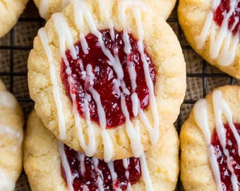 Raspberry Almond Thumbprint Cookies Recipe (Printable PDF - Instant Download)
