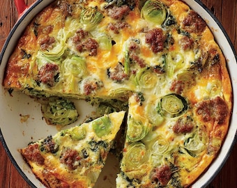Potato Sausage Spinach Breakfast Casserole Recipe (Printable PDF - Instant Download)