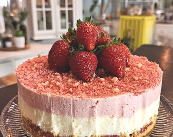 No Bake Strawberry Crunch Cheesecake Recipe – Dairy Free Treat (Printable PDF - Instant Download)