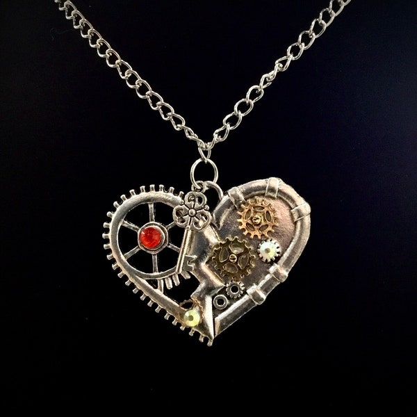 Steampunk Heart Pendant Heart Shaped Steampunk Heart Necklace Steampunk Jewelry Clock Gears Necklace  Clock Gears Jewelry Steampunk