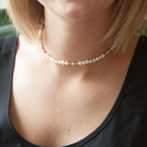 Kaia Pearl Wrap Bracelet Choker Necklace, Silver Pearl Jewelry, 14k Gold Filled Beaded Bracelet, Grey Pearl Necklace, Resort Jewelry image 3