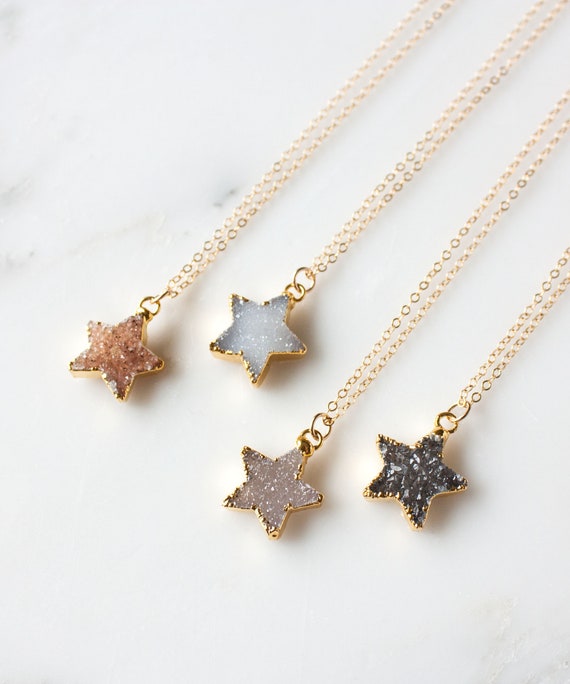 14k Gold-fill Necklace with Silver Druzy Quartz Pendant 14k Gold-fill Necklace with Silver Druzy Quartz Pendant