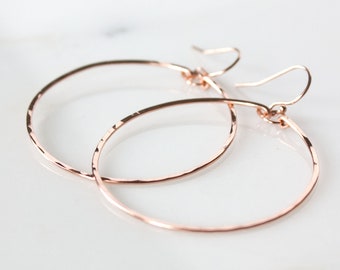 Gwen 1.5" Small Gold Hoop Earrings, Hammered Hoops, 14k Gold Filled, Sterling Silver, Rose Gold Hoops, Thin Gold Hoops, Front Facing