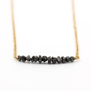 Rainey Raw Black Diamond Necklace, Dainty Gemstone Necklace, Delicate Layering Necklace, 14k Gold Filled, Bridesmaid Jewelry, Gift for Her