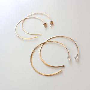 Maya Open Hoop Earrings, 14k Gold Filled Hoops, Hammered Gold Hoop Earrings, Large Thin Gold Hoops, Gift for Her