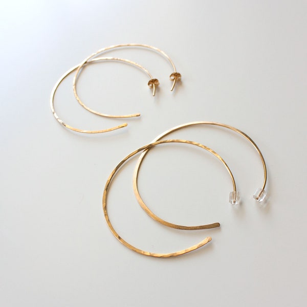 Open Hoop Hammered Earrings Etsy