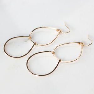 Ada Double Waterfall Hoop Earrings, 14k Gold Filled Hoops, Sterling Silver Drops, Gold Teardrop Earrings, Hammered Hoops, Gift for Her