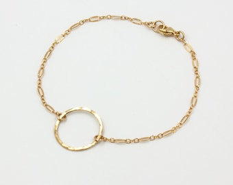 Gold Circle Bracelet, 14k Gold Filled Delicate Chain Bracelet, Gold Link Bracelet, Friendship Bracelet, Genevieve