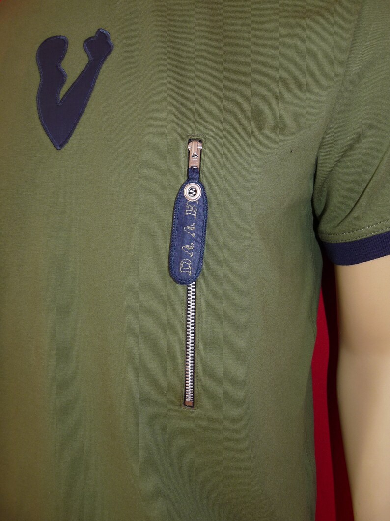 Daab chest logo hand made green jersey fabric navy blue rib image 5