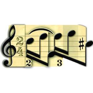 Biglietto d'auguri musicale 3D con note musicali