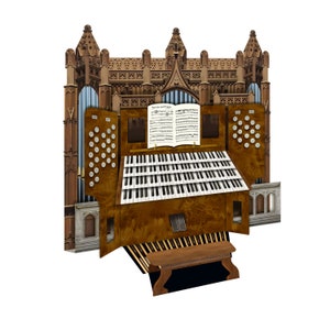 Tarjeta de felicitación musical 3D de órgano de tubos de catedral (juego de 3)