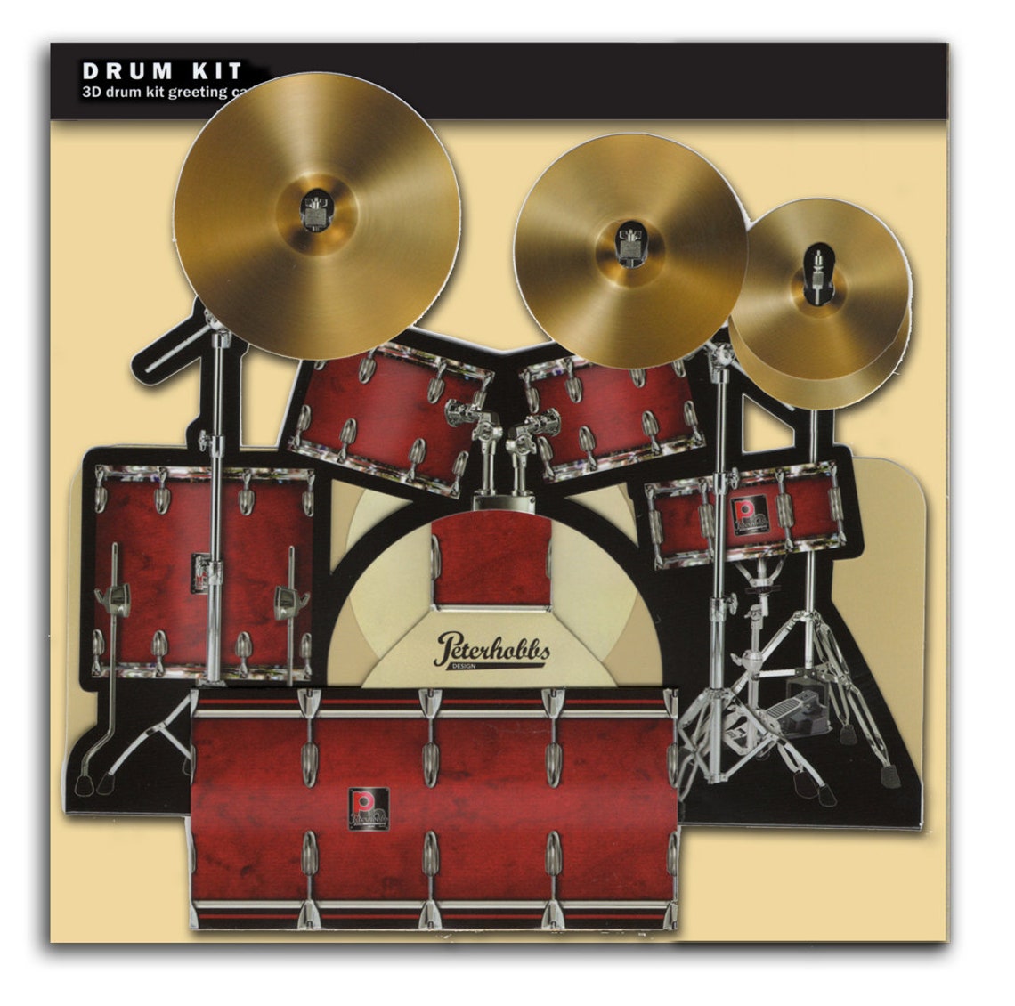 Drum Kit 3D greeting card Etsy