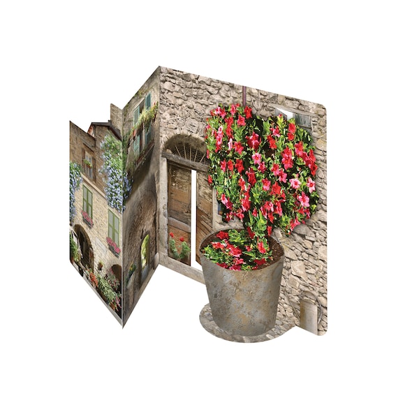 Italian Floral Courtyard 3D greeting card