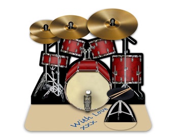 Drum Kit 3D music greeting card
