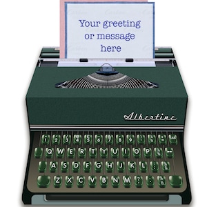 Biglietto d'auguri 3D con macchina da scrivere