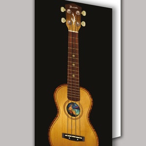 Tarjeta de felicitación con música de ukelele