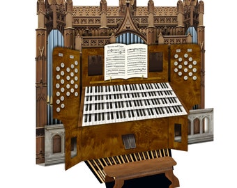 Cathedral Pipe Organ 3D music greeting card