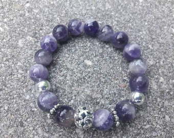 Natural amethyst beaded bracelet