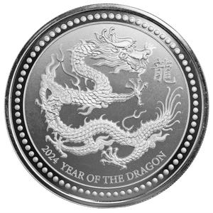SILVER Coin, 2024 Samoa Year of the Dragon 1 oz Silver Proof Like Coin in Capsule Silver DRAGON Coin / Scottsdale Mint / Silver